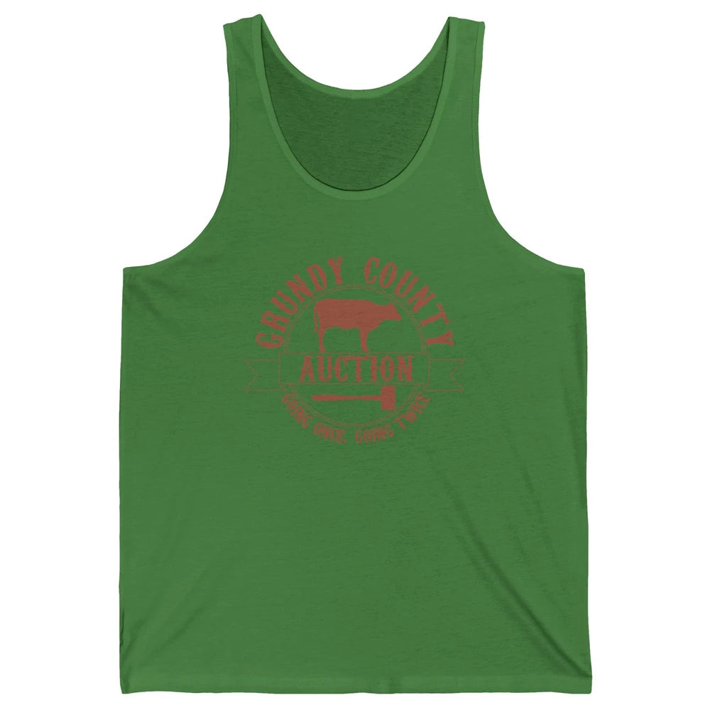 Retro Cow Cattle Grundy County Auction Western Country Farm Unisex Jersey Tank