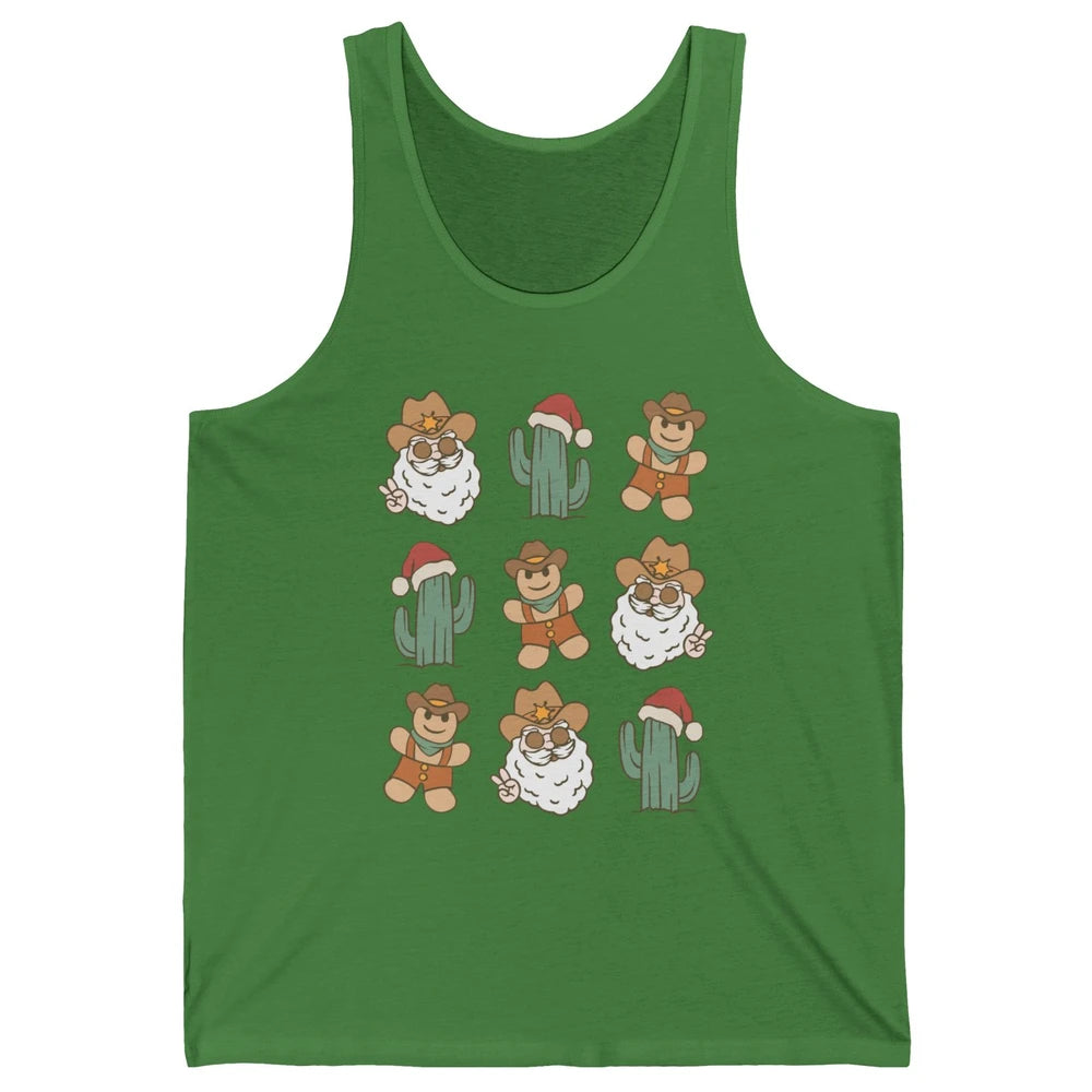 Cowboy Santa Gingerbread Desert Cactus Western Country Xmas Unisex Jersey Tank