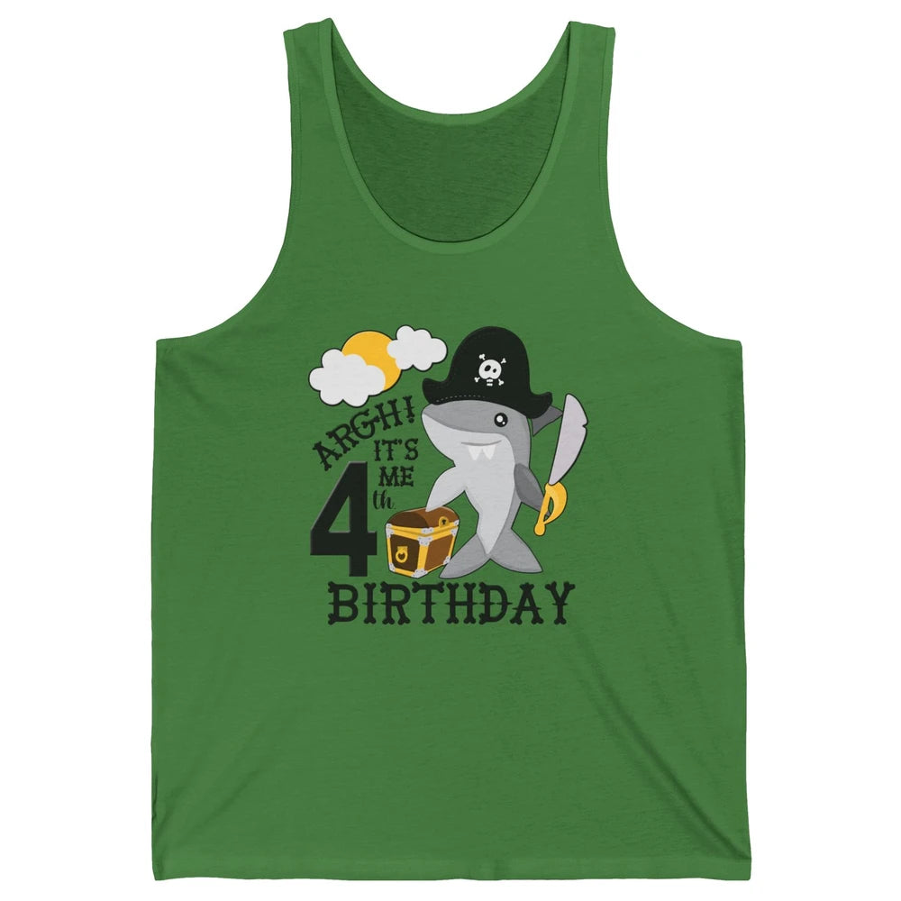 Pirate Shark 4th Birthday Party 4th Birthday Boy Girl Gift Unisex Jersey Tank