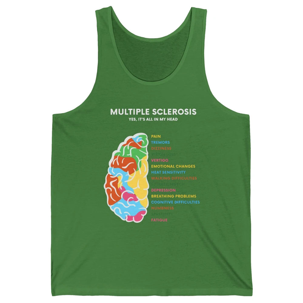Multiple Sclerosis Awareness Its All In My Head Ms Ribbon Unisex Jersey Tank
