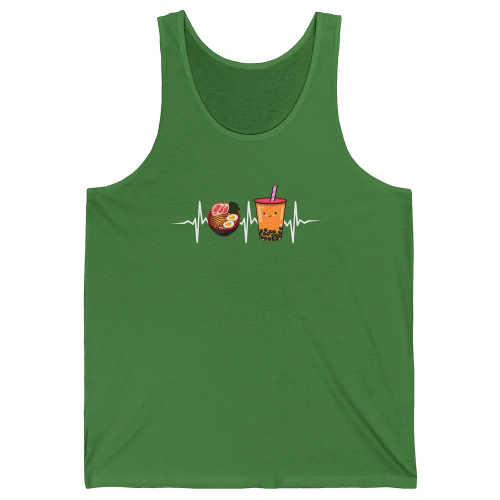 Ramen And Bubble Tea Lovers Heartbeat Japanese Food Kawaii Unisex Jersey Tank