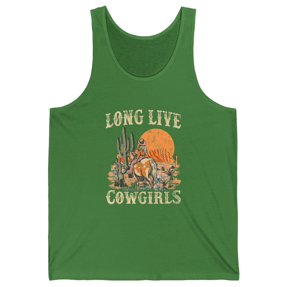 Retro Long Live Howdy Rodeo Western Desert Cowgirl Horseback Unisex Jersey Tank