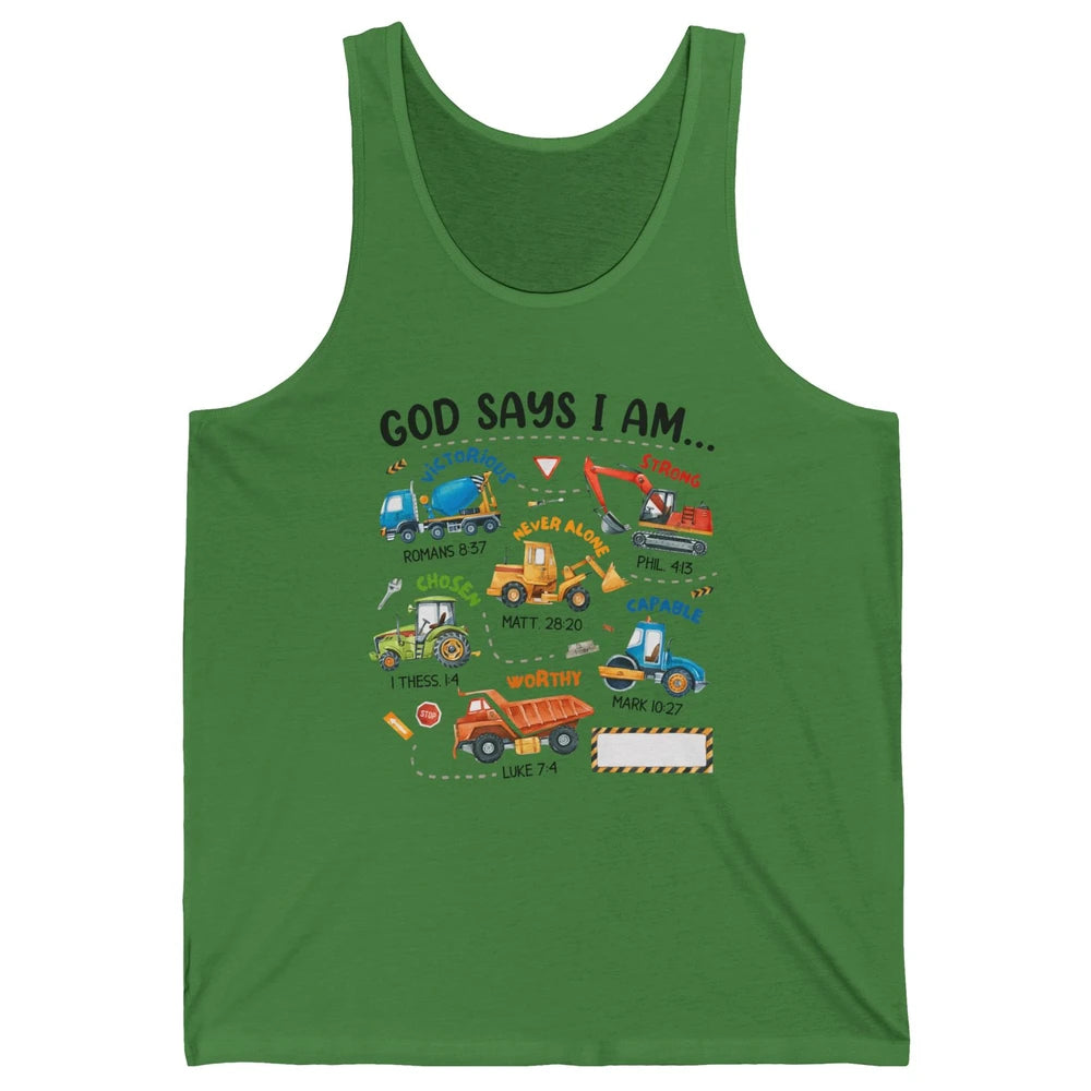 Construction Boy Christian God Say I'm Bible Verse Religious Unisex Jersey Tank