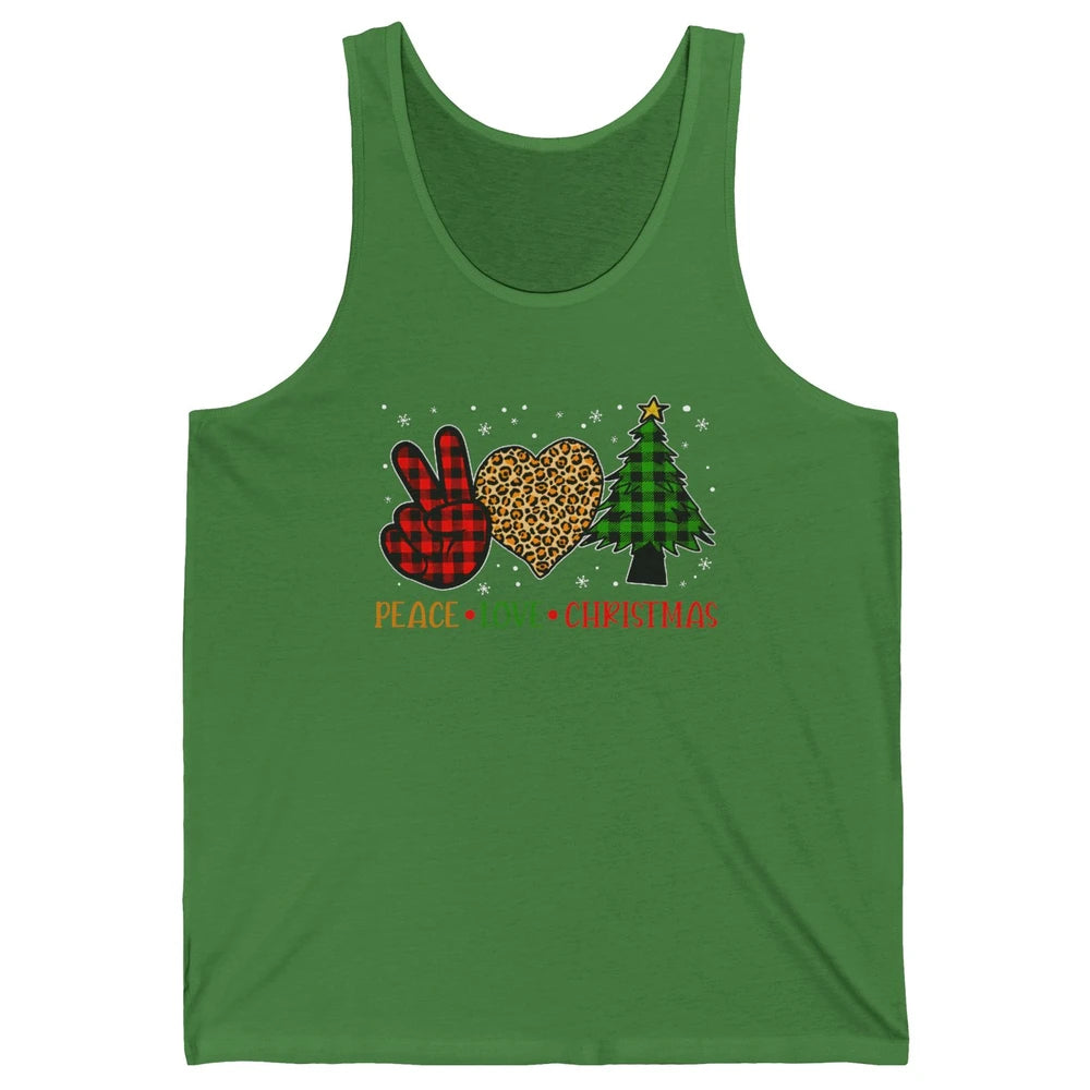 Peace Love Christmas Cute Christmas Heart Plaid Xmas Gift Unisex Jersey Tank
