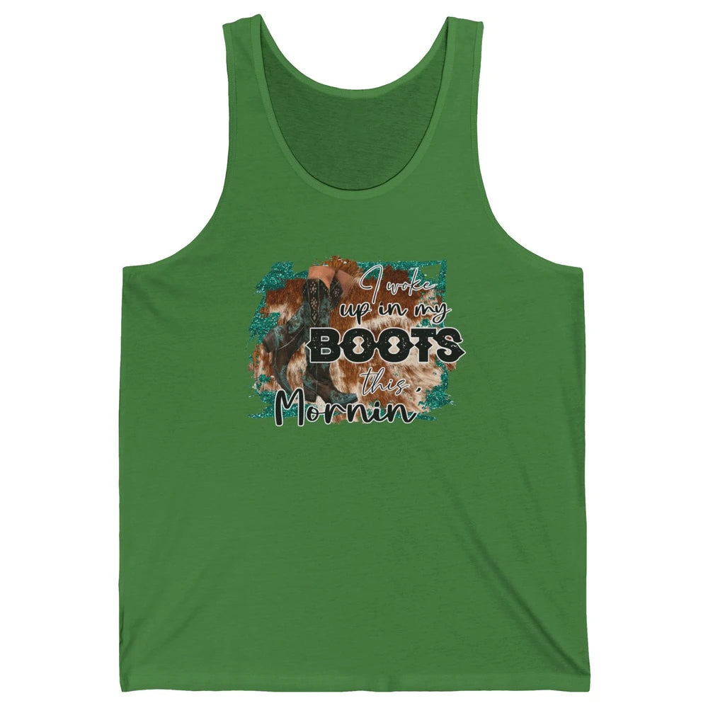Retro Cowgirl Boots I Woke Up In My Boot Western Cowboy Gift Unisex Jersey Tank