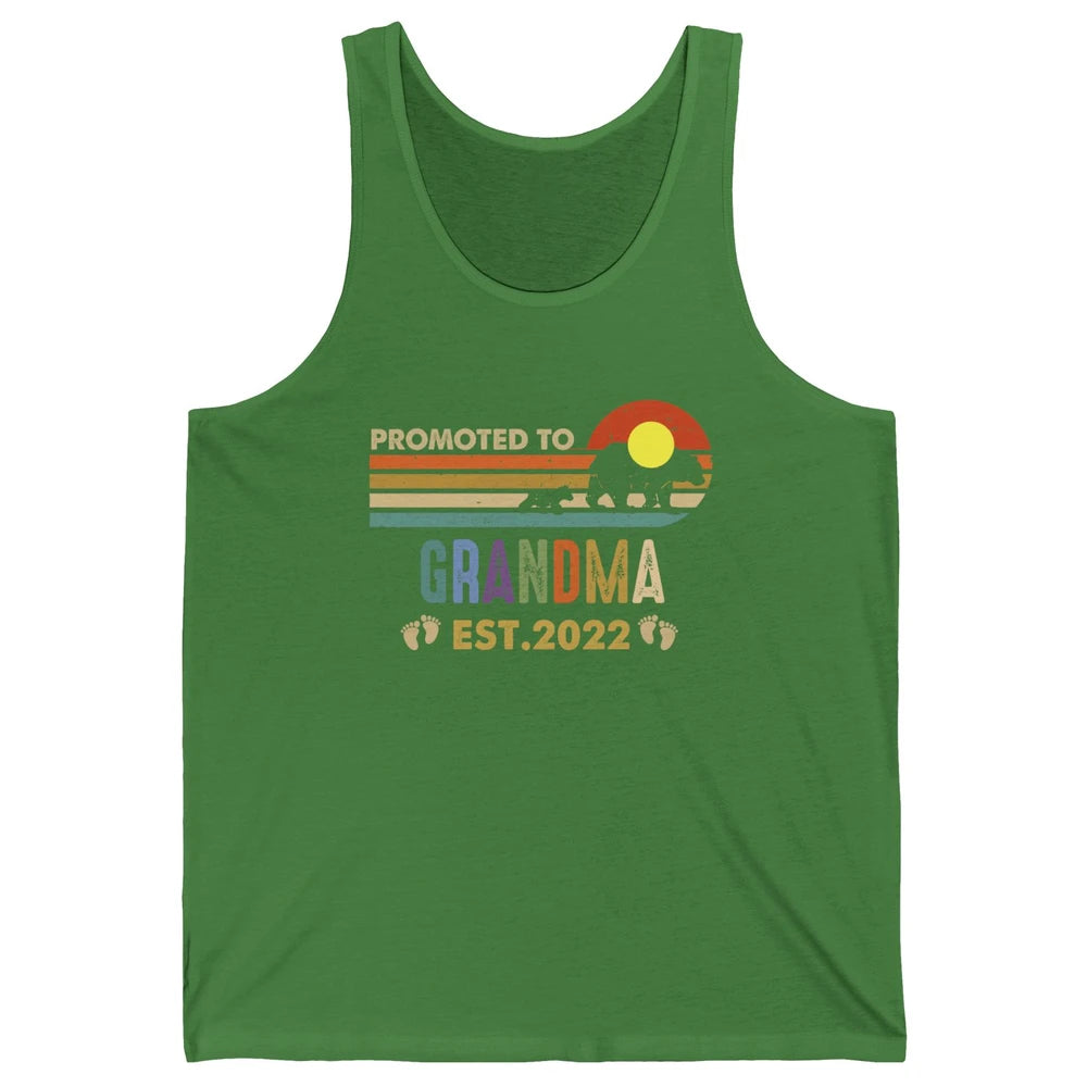 Retro Bear Sunset Promoted To Grandma Est 2022 Pregnancy Unisex Jersey Tank