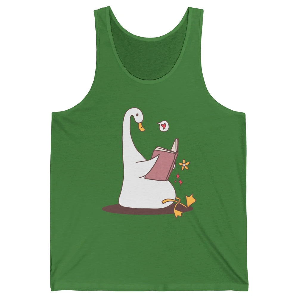 Funny Silly Goose Book Reading Goose Book Lovers Bookish Unisex Jersey Tank