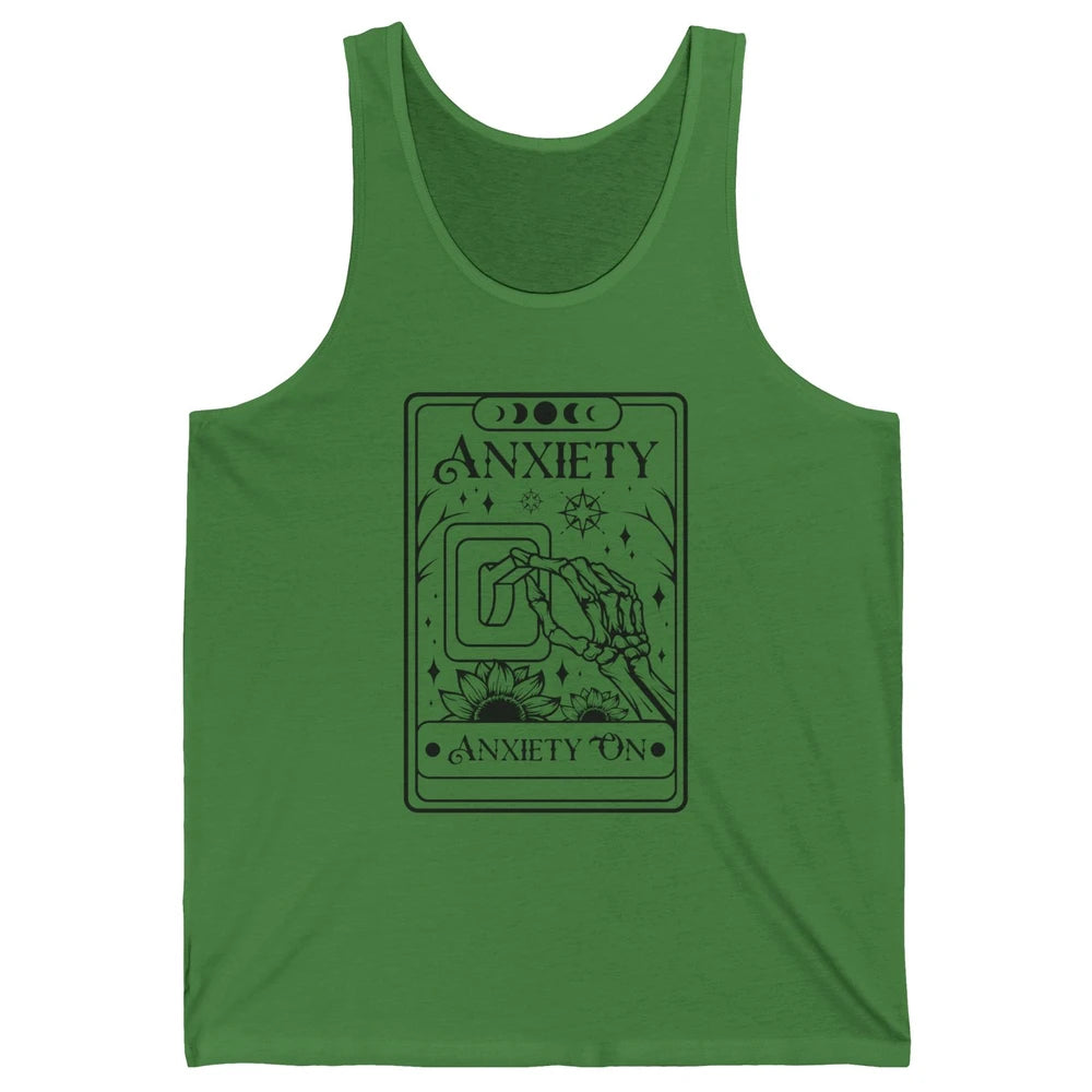 Retro Halloween Skeleton Hand Anxiety On Off Mental Health Unisex Jersey Tank