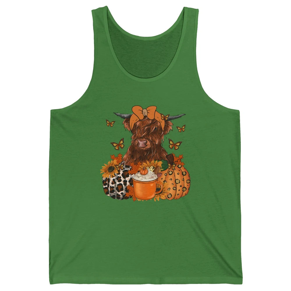 Retro Fall Highland Cow Pumpkin Western Country Farm Autumn Unisex Jersey Tank