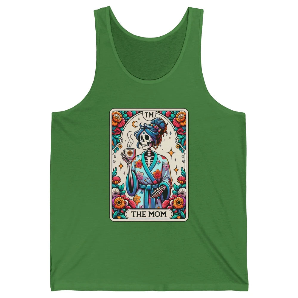 Retro Floral Skeleton The Mom Tarot Card Halloween Mom Life Unisex Jersey Tank