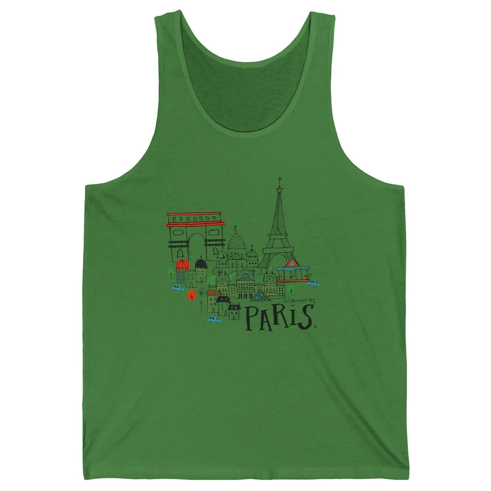 Paris Eiffel Tower Travel France Gift Paris Skyline Unisex Jersey Tank