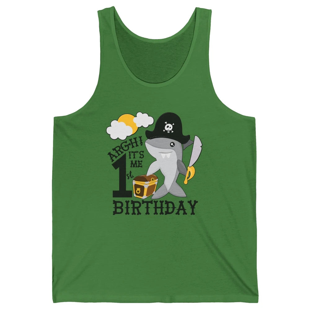 Pirate Shark 1st Birthday Party 1st Birthday Boy Girl Gift Unisex Jersey Tank