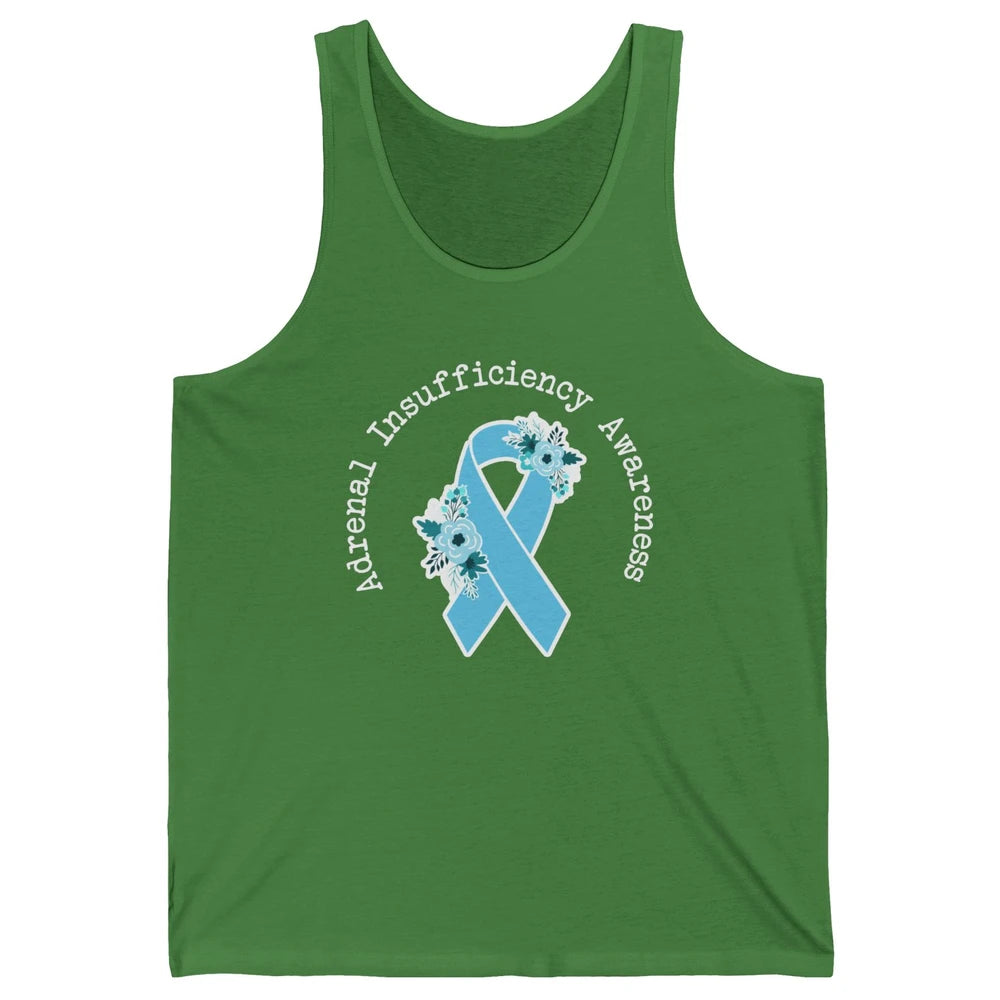 Adrenal Insufficiency Awareness Floral Light Blue Ribbon Unisex Jersey Tank