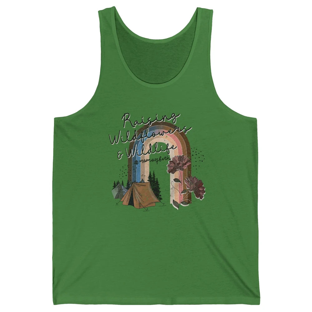 Raising Wildflowers & Wildlife Mama Of Both Retro Boho Mama Unisex Jersey Tank