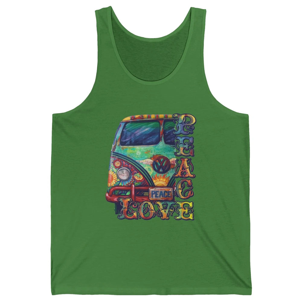 Peace And Love Hippie Van Peacemobile Vintage Gift Camping Unisex Jersey Tank