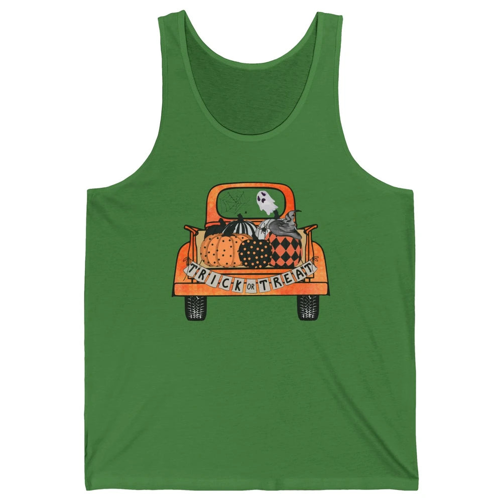 Retro Fall Pumpkin Truck Fall Halloween Trick Or Treat Gift Unisex Jersey Tank