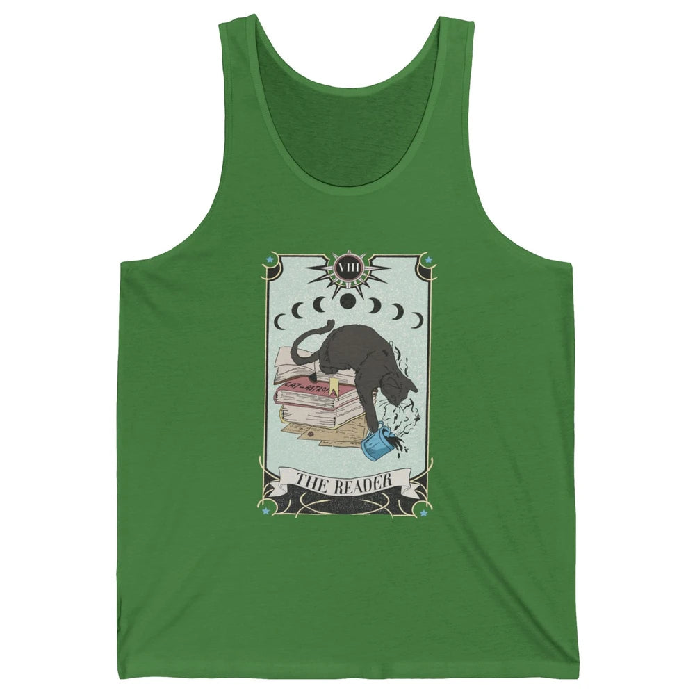 Retro Cat Books The Reader Tarot Card Halloween Reading Gift Unisex Jersey Tank