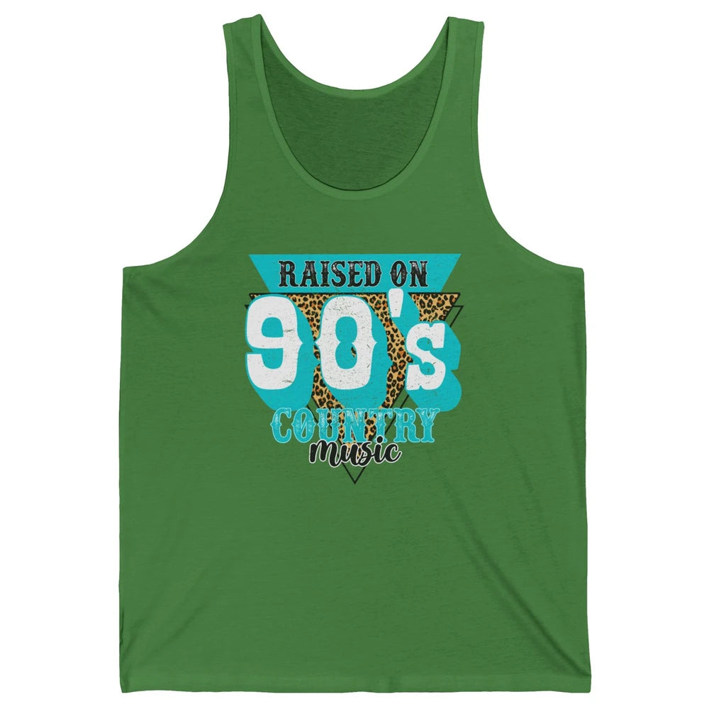 Retro Leopard Raised On 90s Country Music Western Cowgirl Unisex Jersey Tank