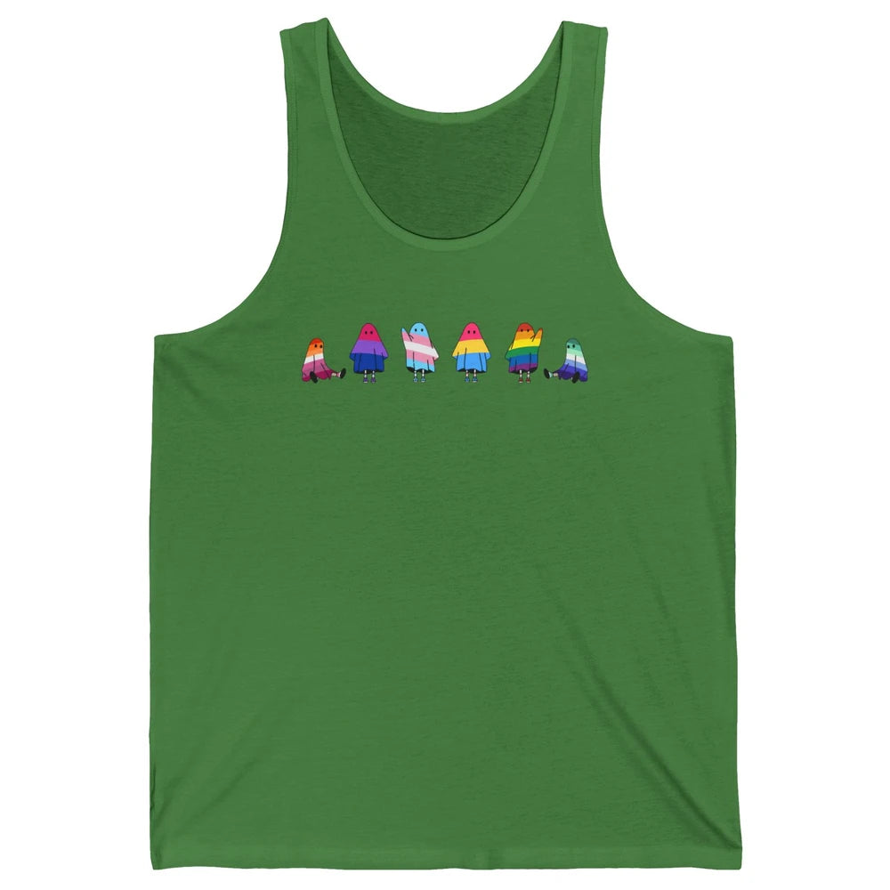 Cute Gay Baby Ghosts Spooky LGBTQ Lesbian Gay Pride Month Unisex Jersey Tank