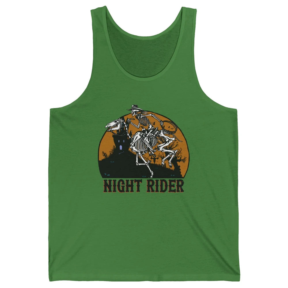 Cowboy Skeleton Bucking Horse Night Rider Western Halloween Unisex Jersey Tank