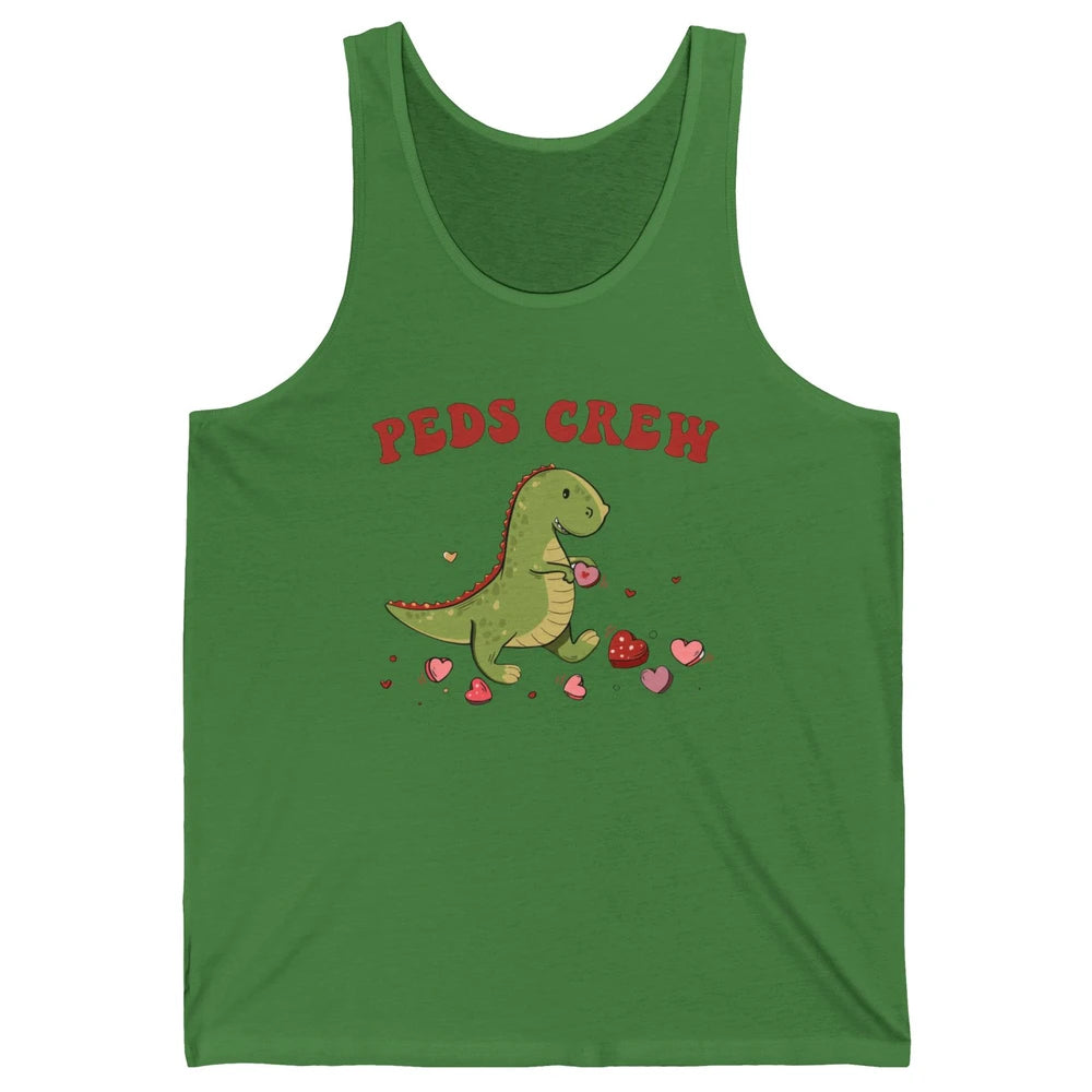 Pediatric Nurse Valentines Dinosaur Peds Crew Valentines Day Unisex Jersey Tank