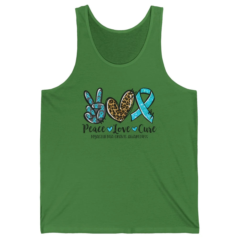 Myasthenia Gravis Awareness Ribbon Peace Love Cure Leopard Unisex Jersey Tank