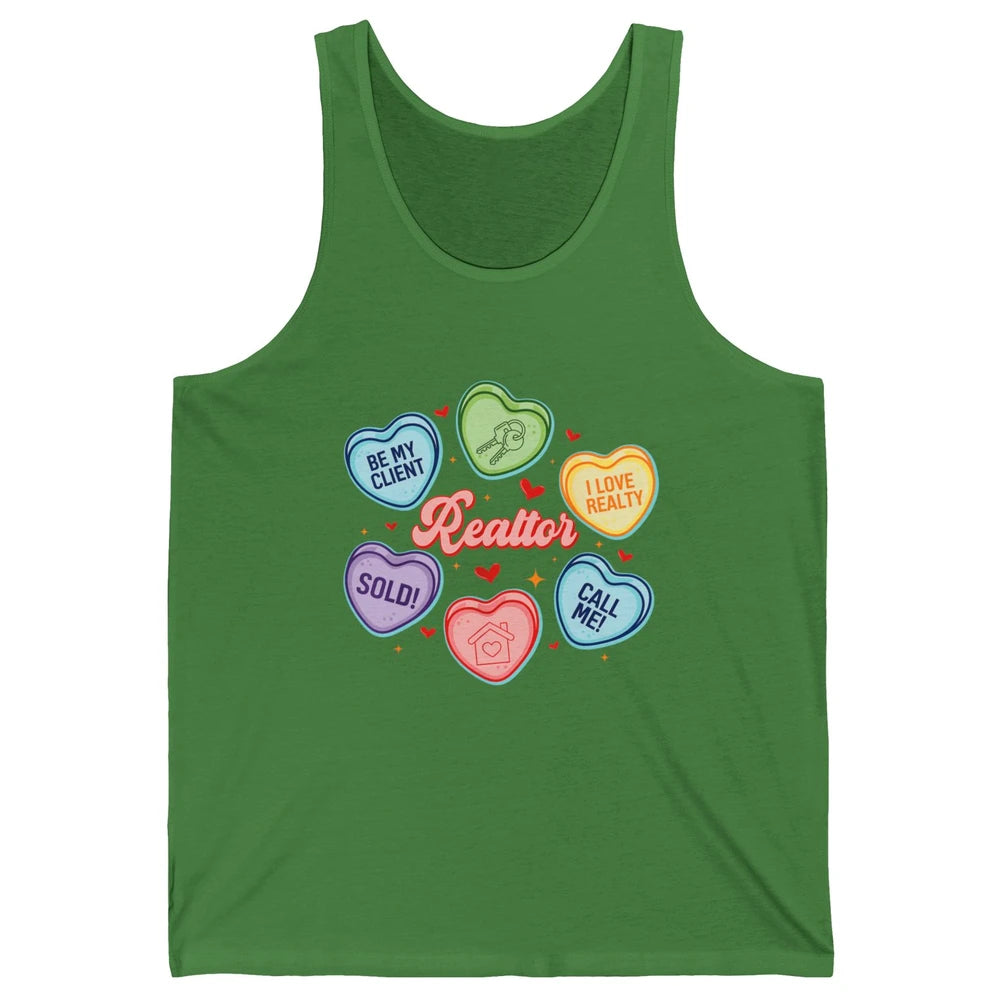 Heart Candy Valentines Day Funny Real Estate Be Mine Realtor Unisex Jersey Tank