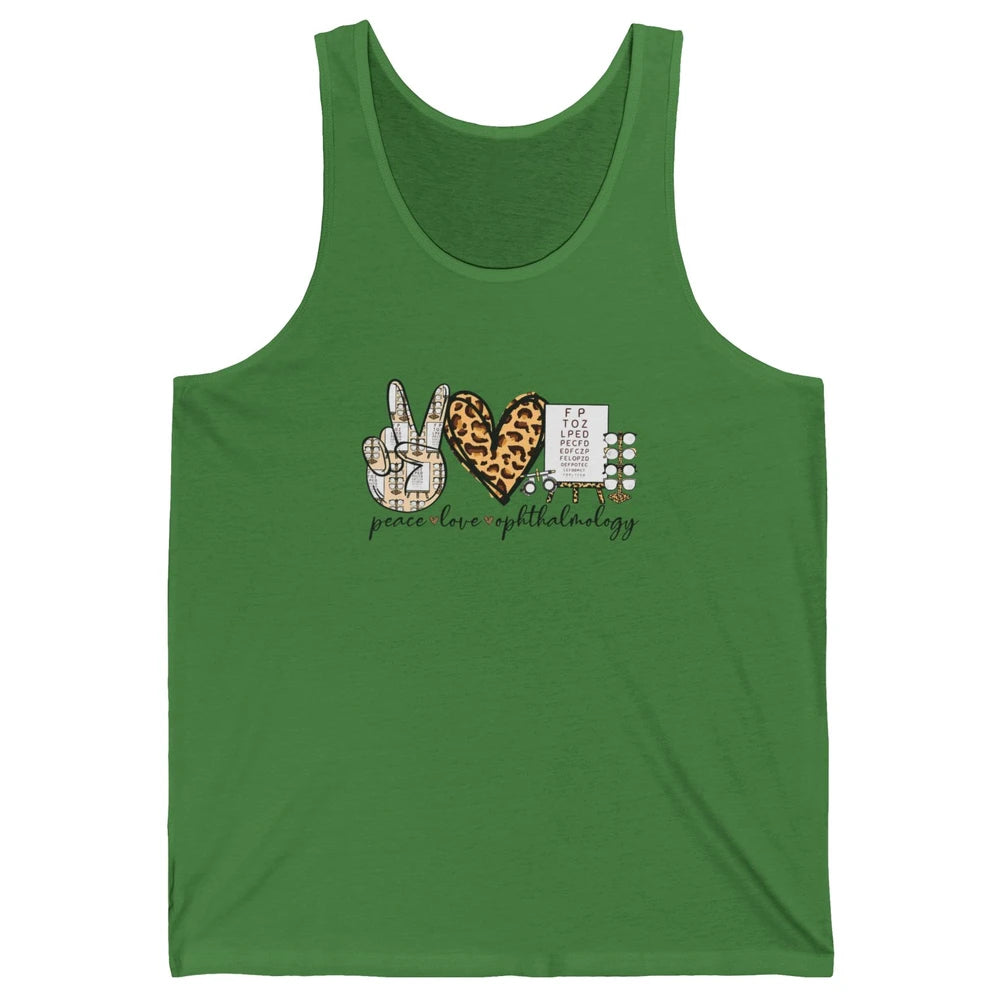 Peace Love Ophthalmology Leopard Heart Optician Optometrist Unisex Jersey Tank