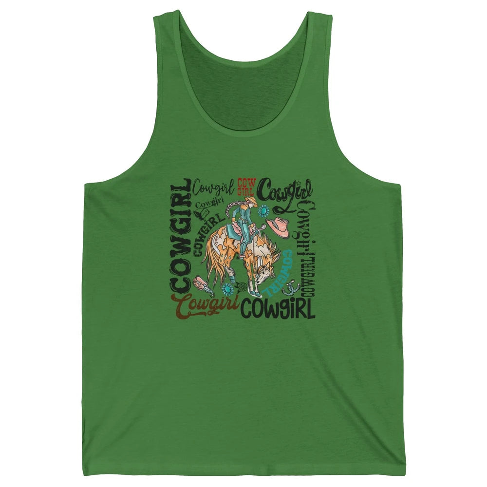 Retro Cowgirl Rodeo Wild Western Country Cowboy Hat Unisex Jersey Tank