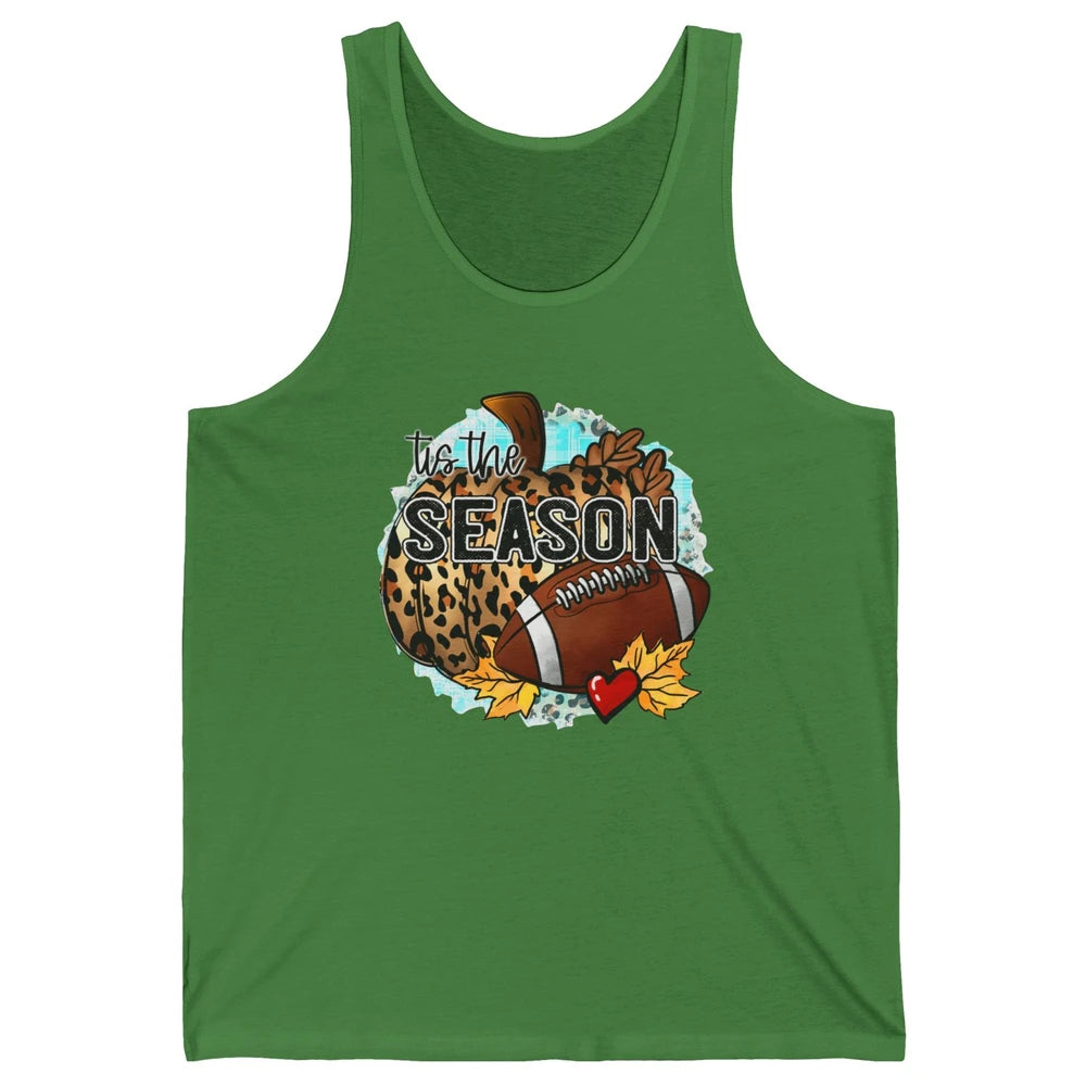 Leopard Football Pumpkin Tis The Season Fall Leaves Autumn Unisex Jersey Tank