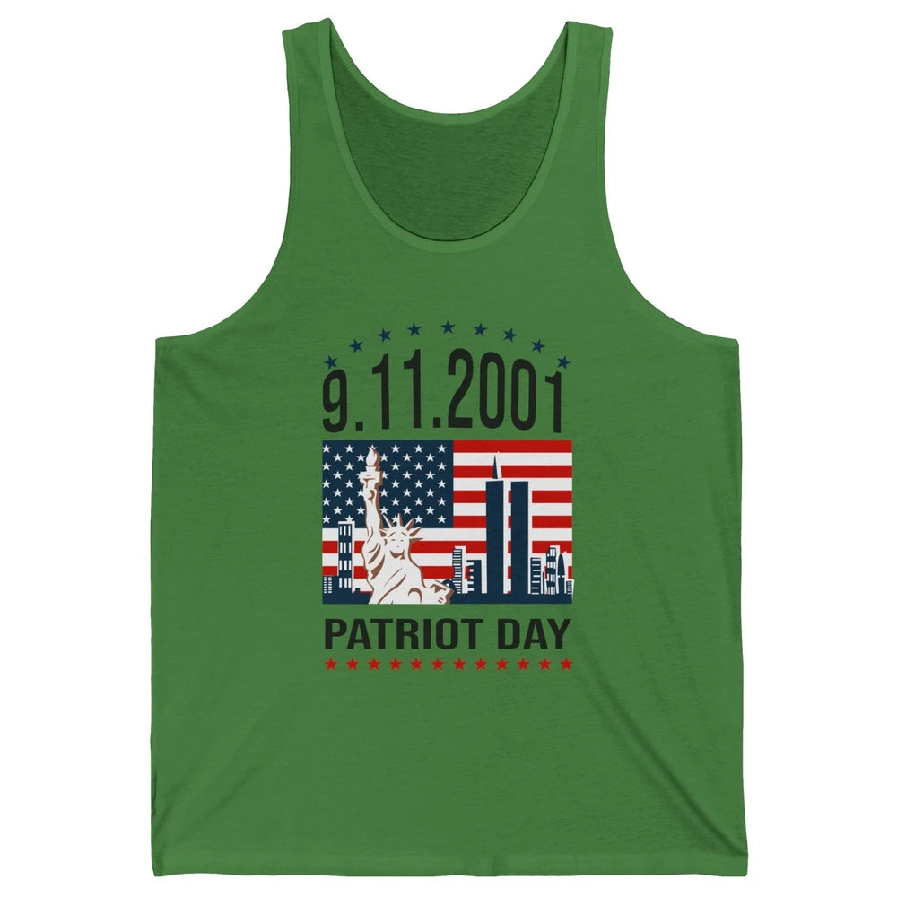 Never Forget 9-11-2001 American Flag Patriotic Memorial Day Unisex Jersey Tank