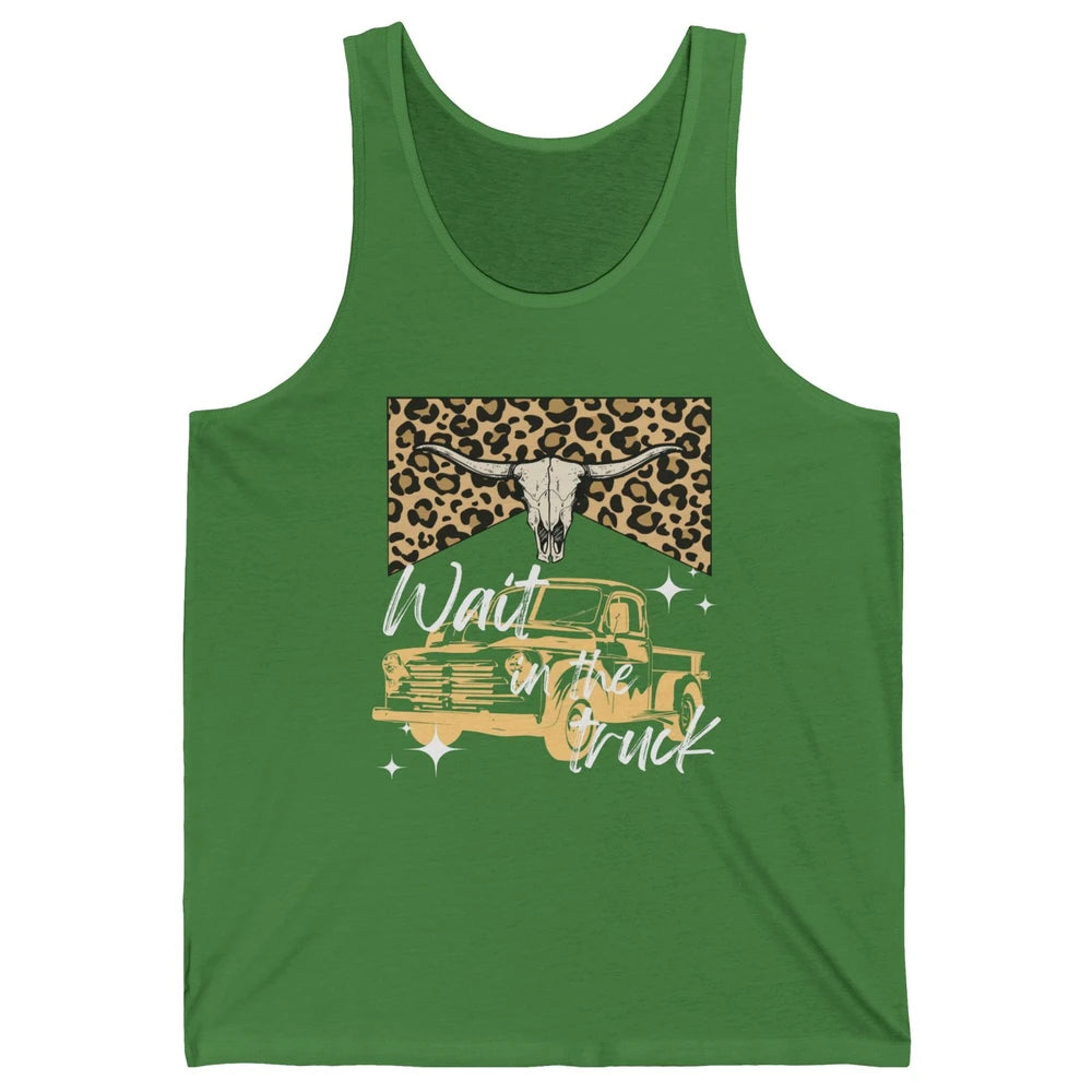 Retro Leopard Bull Skull Wait In The Truck Western Country Unisex Jersey Tank