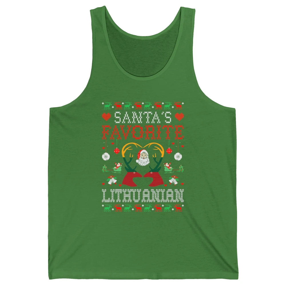Merry Christmas Santa Favorite Lithuanian Xmas Ugly Santa Unisex Jersey Tank
