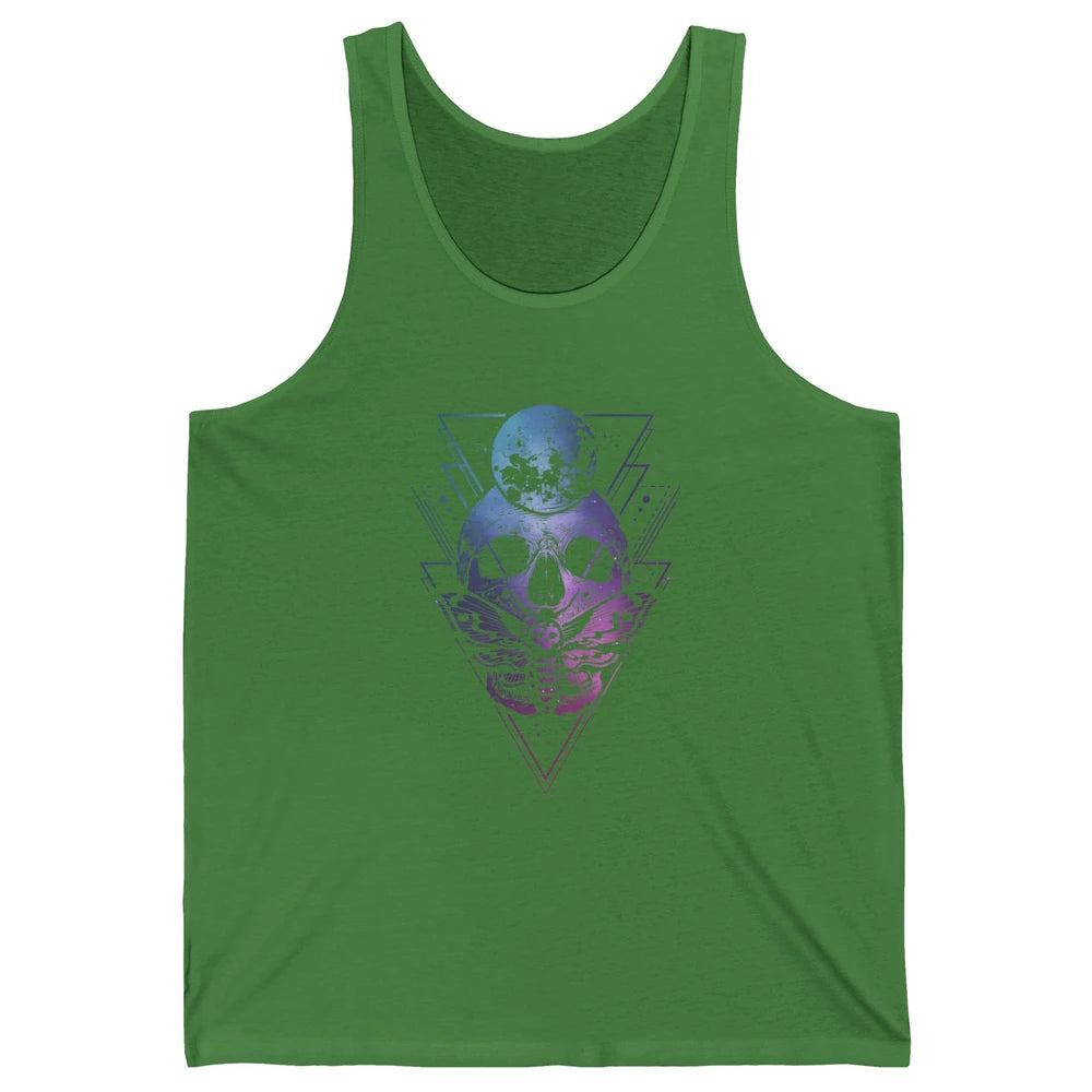 Moon Skull Wicca Crescent Lunar Moth Skeleton Halloween Goth Unisex Jersey Tank