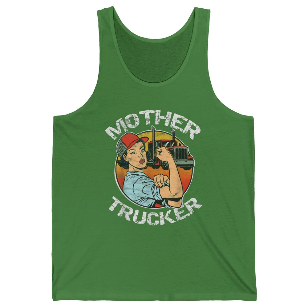 Retro Mother Trucker Truck Driver Mom Life Mothers Day Women Unisex Jersey Tank