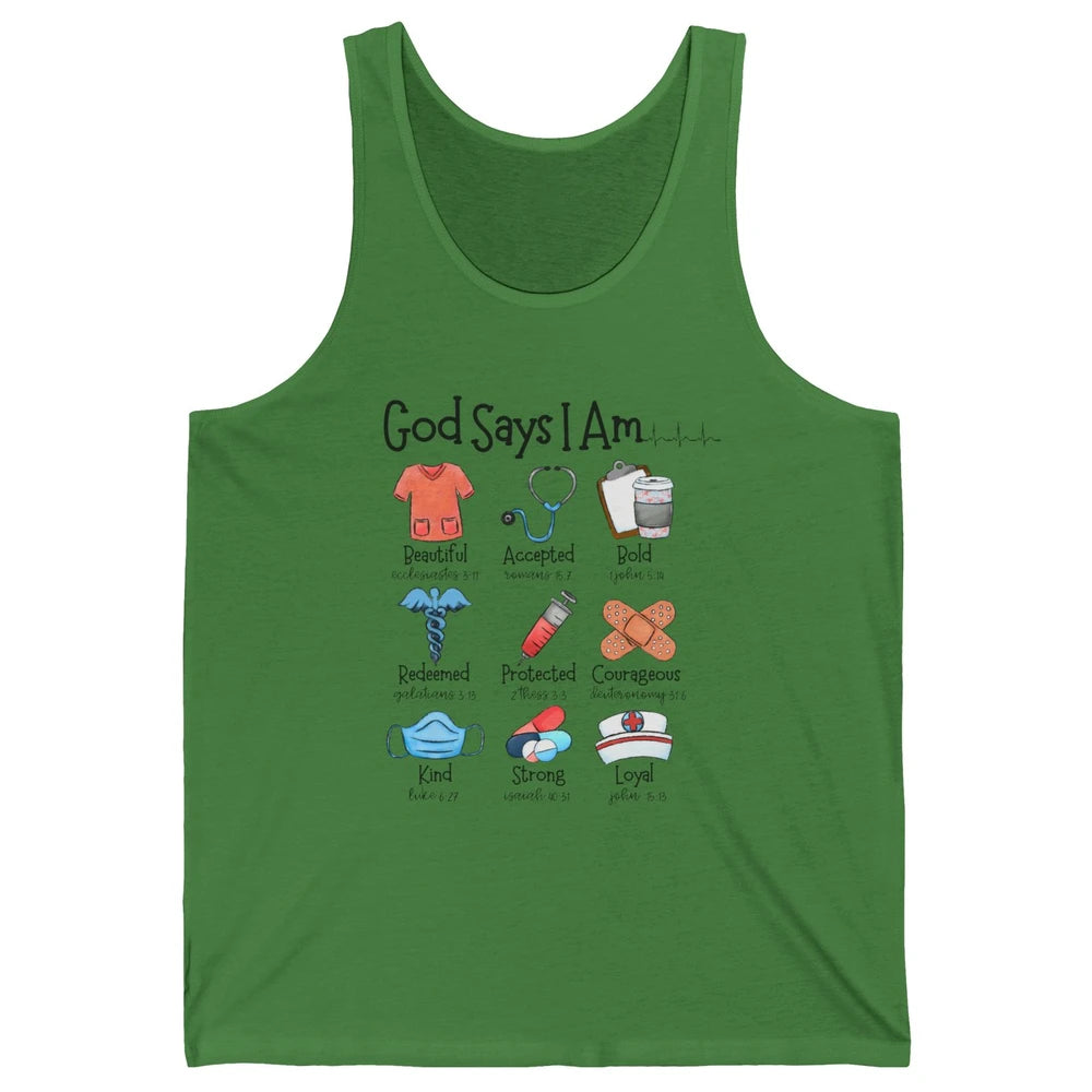 Nurse Christian God Says I Am Bible Verse Religious Western Unisex Jersey Tank