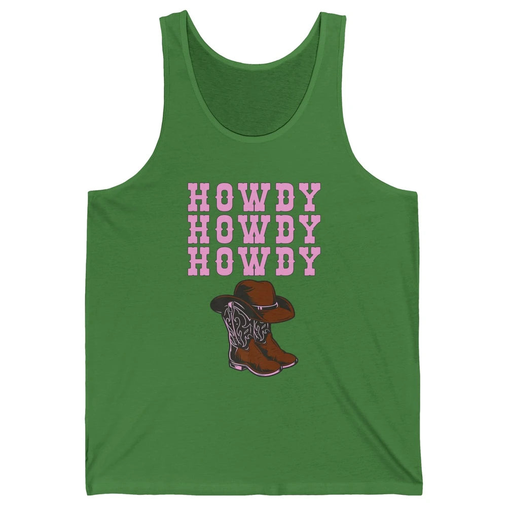 Retro Cowgirl Boots And Hat Howdy Western Country Cowboy Unisex Jersey Tank