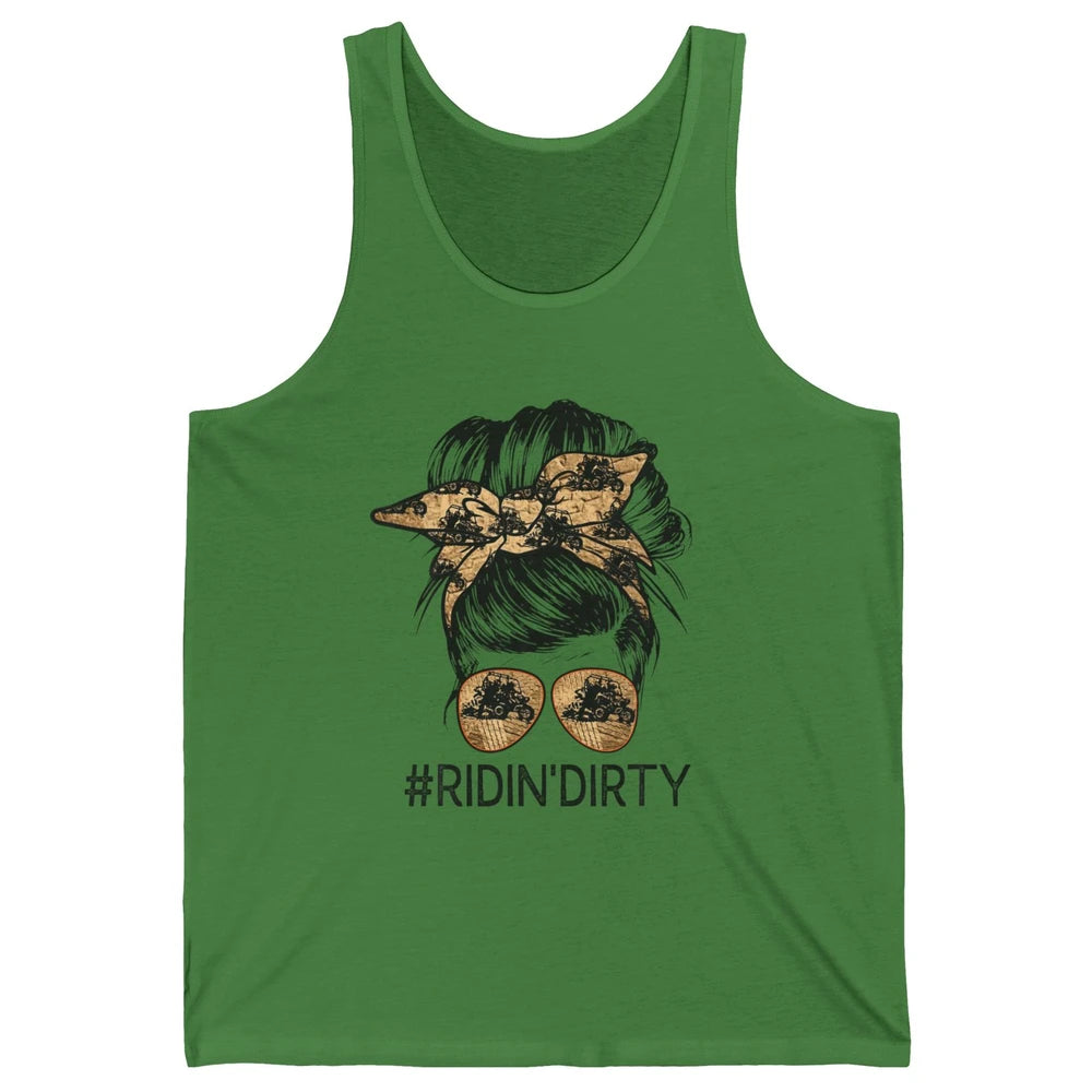 Messy Hair Woman Glasses Riding Dirty ATV SXS Rider Offroad Unisex Jersey Tank