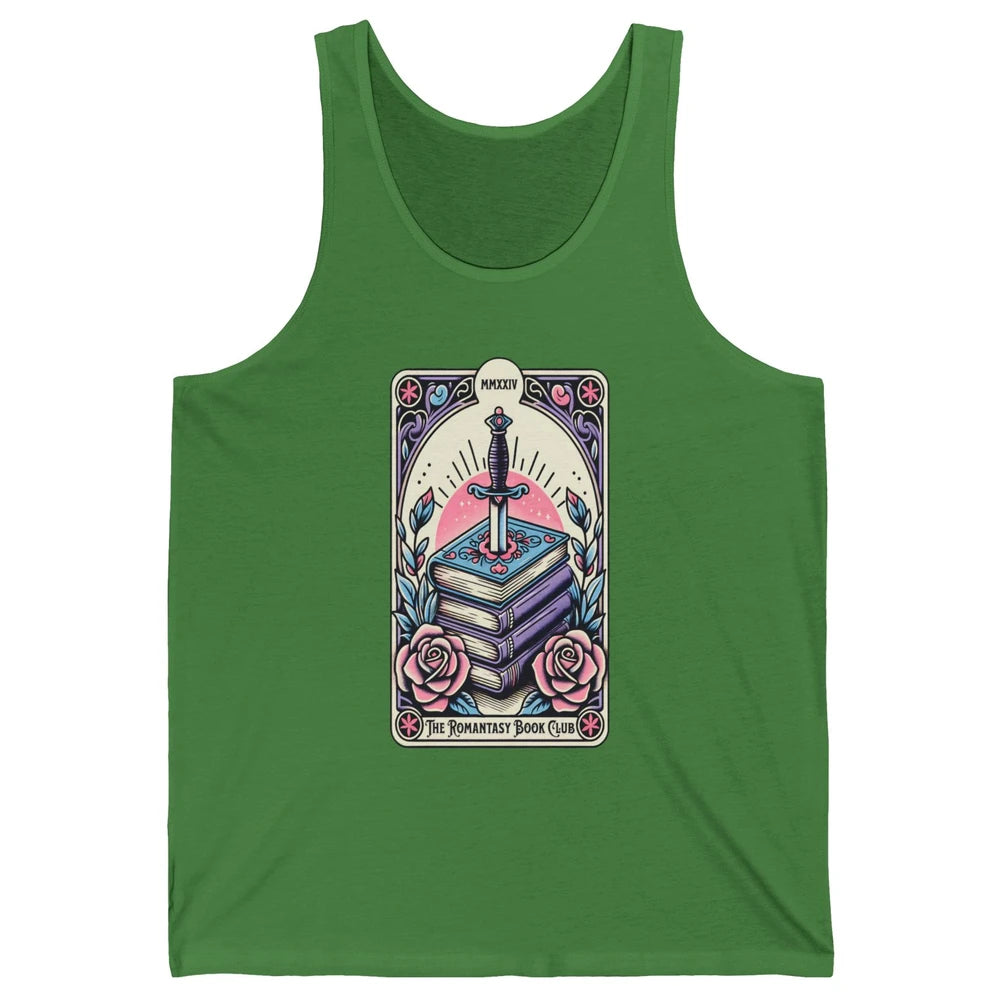 Romantasy Book Club Pastel Tarot Card Sword Floral Reading Books Bookish Bookworm Unisex Jersey Tank