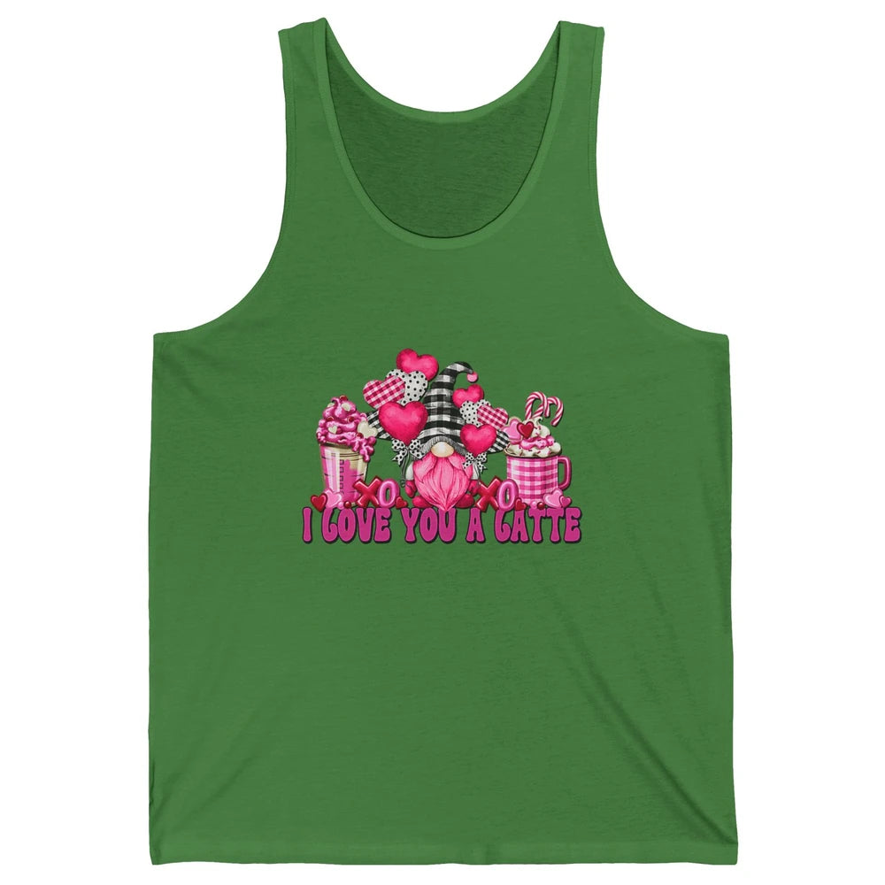 Pink Gnome And Valentines Day Latte Mugs I Love You Coffee Unisex Jersey Tank