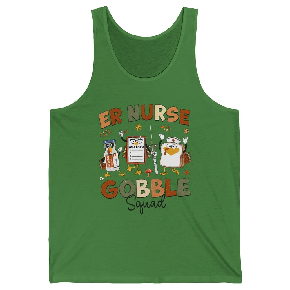 Thanksgiving ER Nurse Gobble Squad Emergency Room Thankful Unisex Jersey Tank