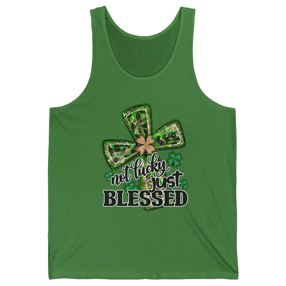 Not Lucky Just Blessed Patrick's Day Christian Faith Clovers Unisex Jersey Tank