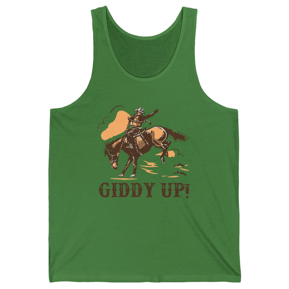 Retro Cowboy Rodeo Giddy Up Hold Your Horses Western Country Unisex Jersey Tank
