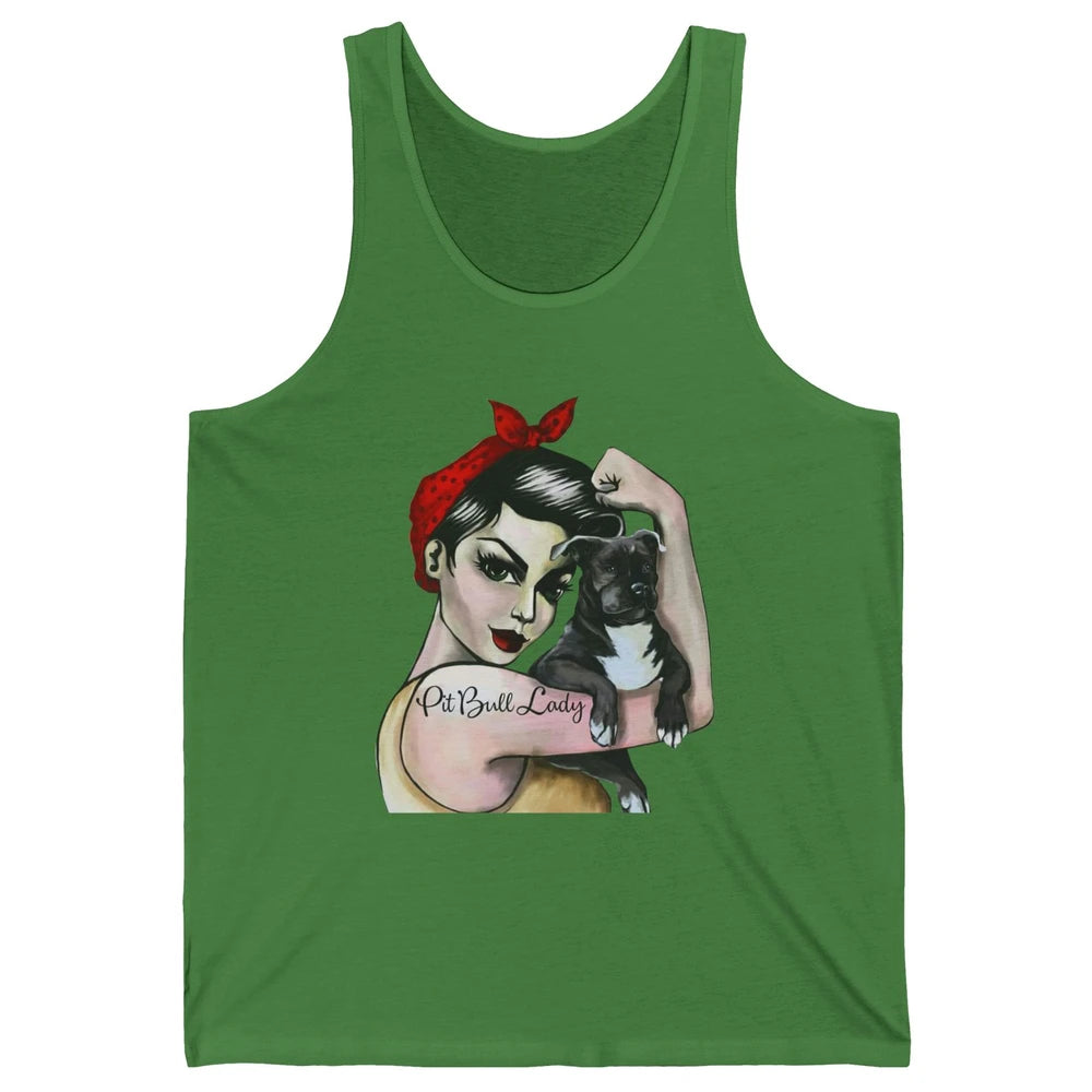 Pit Bull Lady Pit Bull Mom Dog Mom Bandana Dog Lovers Gift Unisex Jersey Tank