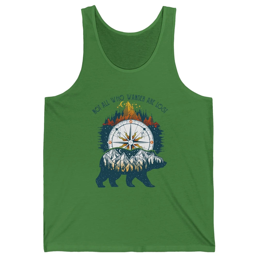 Not All Who Wander Are Lost Compass Mountain Camping Hiking Unisex Jersey Tank