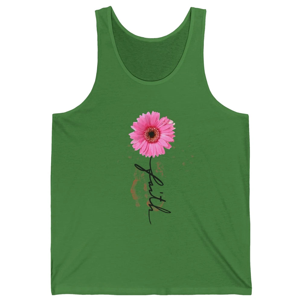 Pink Daisy Faith Cross Christian Religious God Lovers Gift Unisex Jersey Tank
