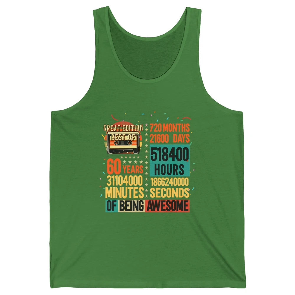 Retro 60s Lifetime Cassette Music Count Down 60th Birthday Unisex Jersey Tank
