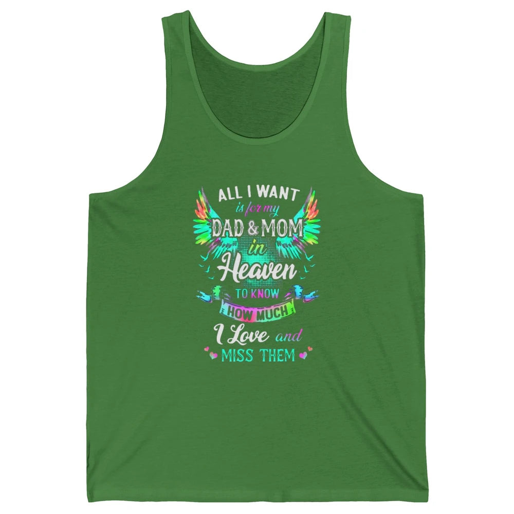 My Mom And Dad In Heaven Angel Wings Mother Memories Forever Unisex Jersey Tank