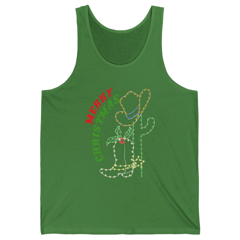 Retro Cowboy Merry Christmas Western Country Cowgirl Costume Unisex Jersey Tank