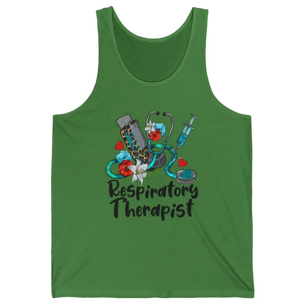 Respiratory Therapist Leopard Stethoscope Western Country RT Unisex Jersey Tank